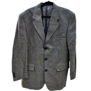 Vintage Riggins Mens Blazer Sport Coat Houndstooth Wool Silk Brown Black Sz 42R